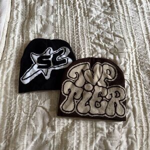 Kids Black and Brown Beanie Set